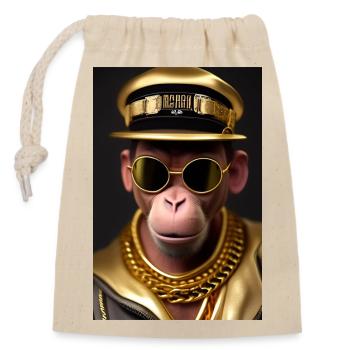 Cooler Affe mit Sonnenbrille - Verschließbarer Geschenkbeutel aus Baumwolle (14x20cm) - Natur - Vorne