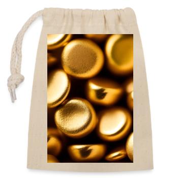 Gold Pieces - Closable cotton gift bag (14x20cm) - nature - Front