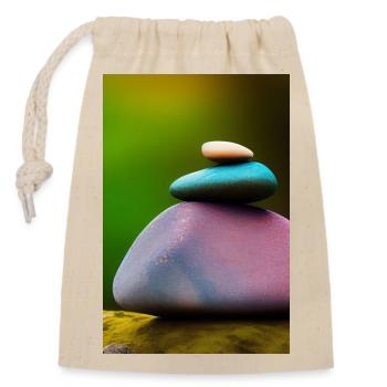 Bunte Steine - Verschließbarer Geschenkbeutel aus Baumwolle (14x20cm) - Natur - Vorne