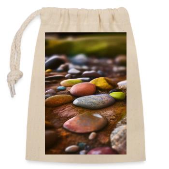 Bunte Steine - Verschließbarer Geschenkbeutel aus Baumwolle (14x20cm) - Natur - Vorne