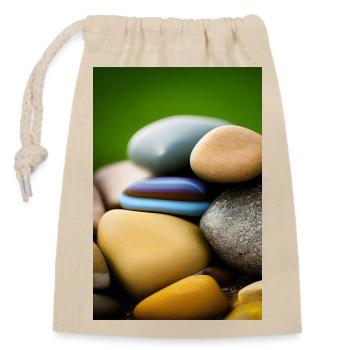Bunte Steine - Verschließbarer Geschenkbeutel aus Baumwolle (14x20cm) - Natur - Vorne