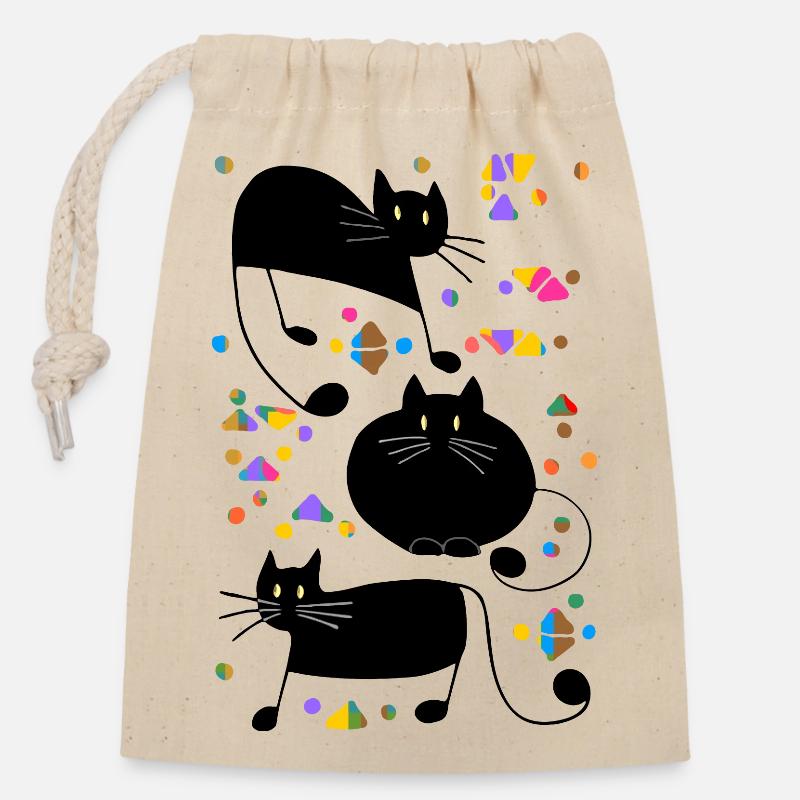 Katzen - Verschließbarer Geschenkbeutel aus Baumwolle (14x20cm) - Natur