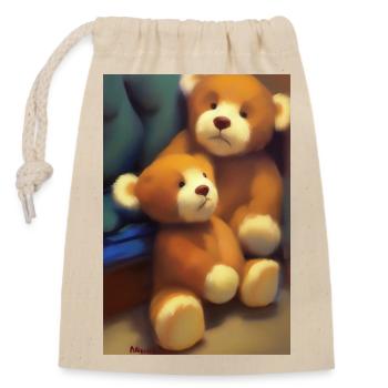 Teddybär - Verschließbarer Geschenkbeutel aus Baumwolle (14x20cm) - Natur - Vorne