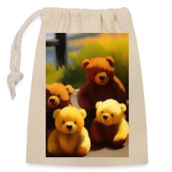 Teddybär - Verschließbarer Geschenkbeutel aus Baumwolle (14x20cm) - Natur - Vorne