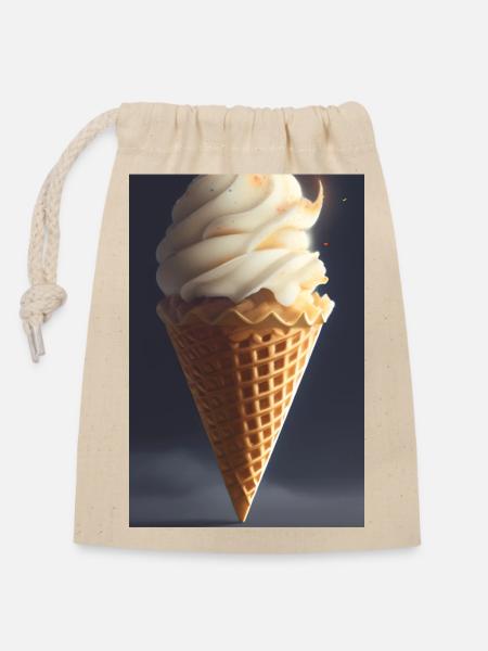 Eiscreme - Verschließbarer Geschenkbeutel aus Baumwolle (14x20cm) - Natur