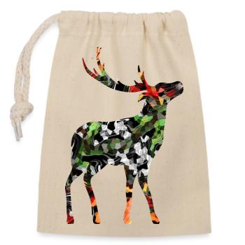 Deer - Closable cotton gift bag (14x20cm) - nature - Front
