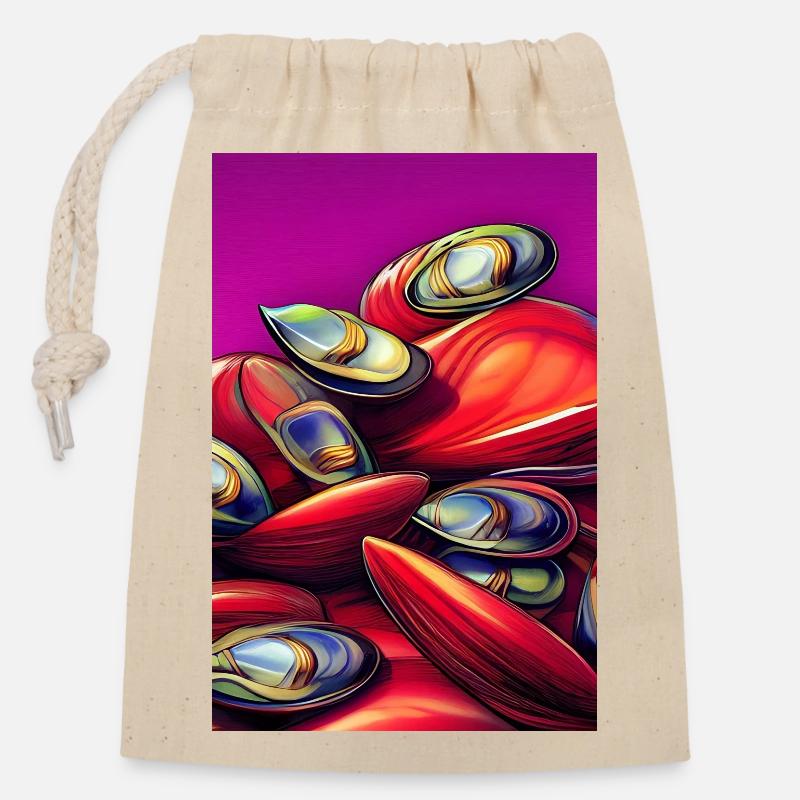 Moules - Sac cadeau en coton avec cordon (14 x 20 cm) - nature
