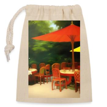Outdoor Asian Cafe - Closable cotton gift bag (14x20cm) - nature - Front