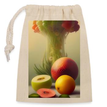 Fruit - Closable cotton gift bag (14x20cm) - nature - Front