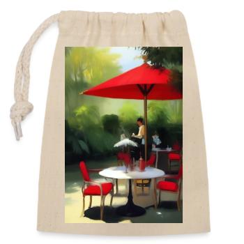 Outdoor Asian Cafe - Closable cotton gift bag (14x20cm) - nature - Front