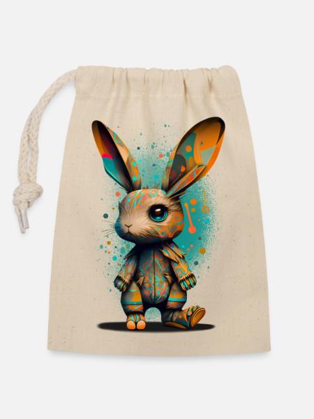 Buddy Bunny - Verschließbarer Geschenkbeutel aus Baumwolle (14x20cm) - Natur