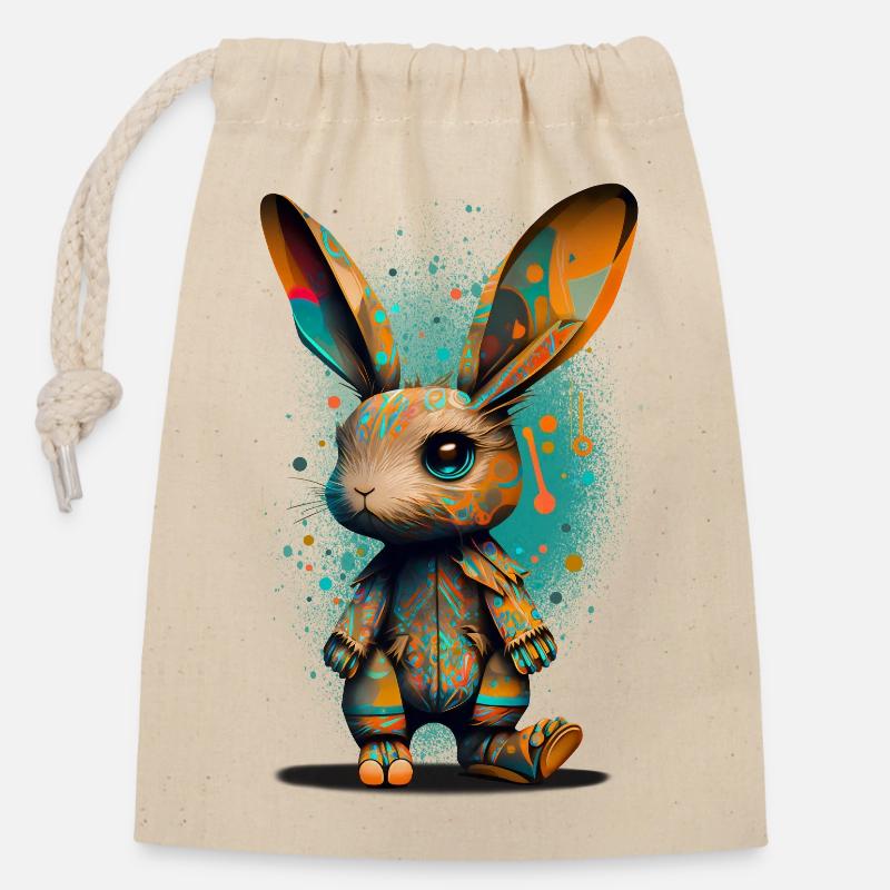 Buddy Bunny - Sac cadeau en coton avec cordon (14 x 20 cm) - nature