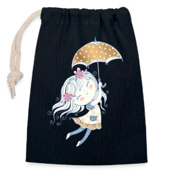 Petite fille Parapluie Magique : Envolée féerique - Sac cadeau en coton avec cordon (14 x 20 cm) - bleu marine - Devant