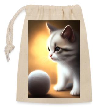 Little Cute Baby Cat - Closable cotton gift bag (14x20cm) - nature - Front