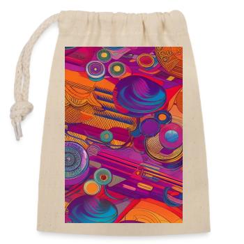 Modèle rétro - Sac cadeau en coton avec cordon (14 x 20 cm) - nature - Devant