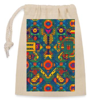 Retro Pattern - Closable cotton gift bag (14x20cm) - nature - Front