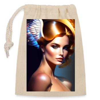 Angel - Closable cotton gift bag (14x20cm) - nature - Front