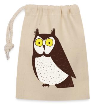 Cartoon Owl - Closable cotton gift bag (14x20cm) - nature - Front