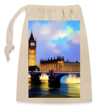 Brücken in London - Verschließbarer Geschenkbeutel aus Baumwolle (14x20cm) - Natur - Vorne