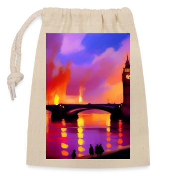 Brücken in London - Verschließbarer Geschenkbeutel aus Baumwolle (14x20cm) - Natur - Vorne