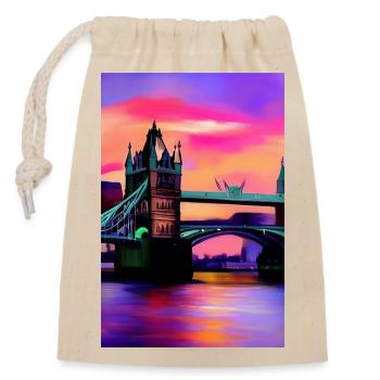 Brücken in London - Verschließbarer Geschenkbeutel aus Baumwolle (14x20cm) - Natur - Vorne