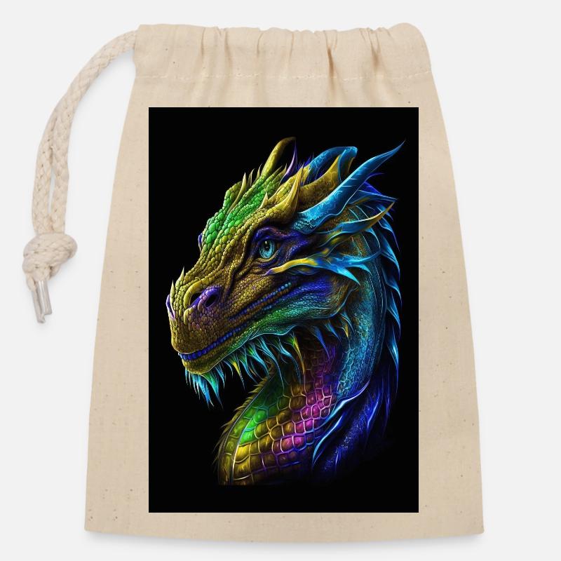 weiblicher Drache - Verschließbarer Geschenkbeutel aus Baumwolle (14x20cm) - Natur