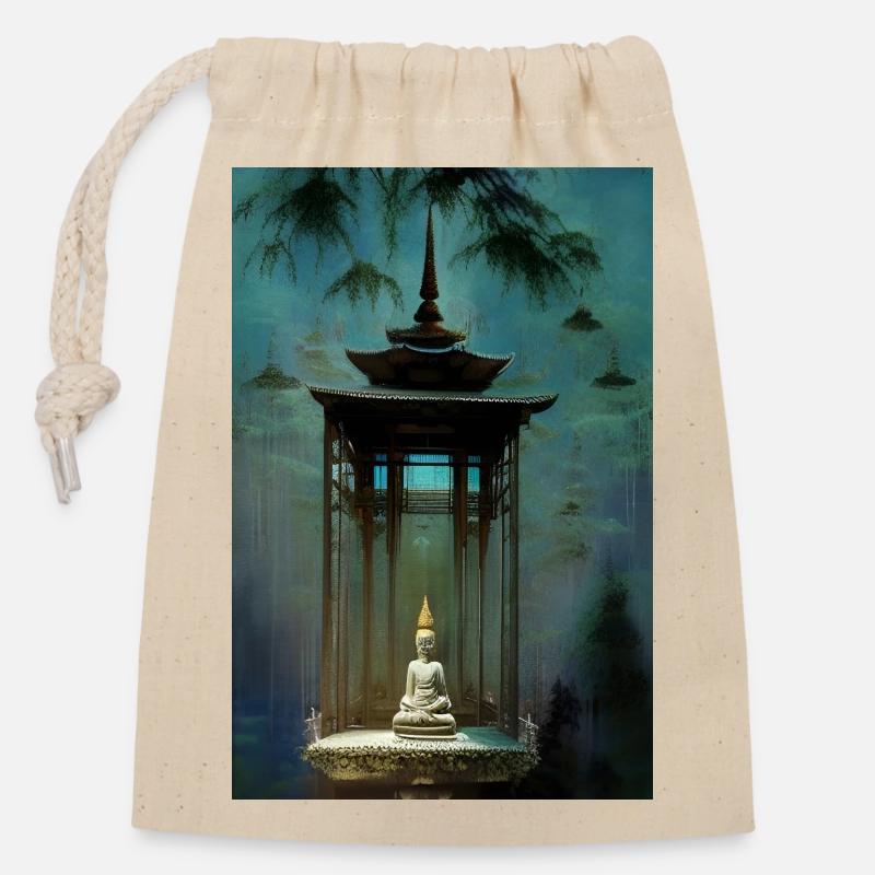 Temple - Closable cotton gift bag (14x20cm) - nature