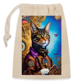 Master cat 2 - Closable cotton gift bag (14x20cm) - nature - Front