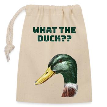 What the duck?? - Verschließbarer Geschenkbeutel aus Baumwolle (14x20cm) - Natur - Vorne