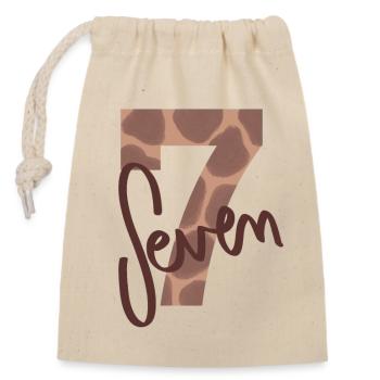Number / Seven / 7 / Birthday / Seventh / Number - Closable cotton gift bag (14x20cm) - nature - Front