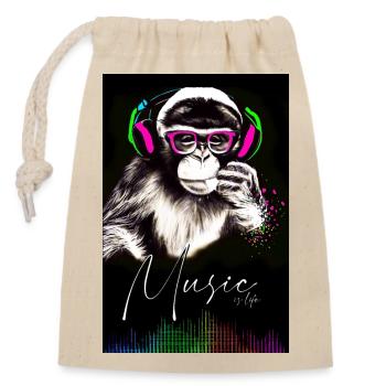 POSTER Affe Musik - Verschließbarer Geschenkbeutel aus Baumwolle (14x20cm) - Natur - Vorne