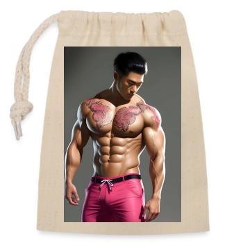 Pink Dragon - Closable cotton gift bag (14x20cm) - nature - Front