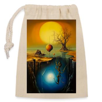 Two sides - Closable cotton gift bag (14x20cm) - nature - Front