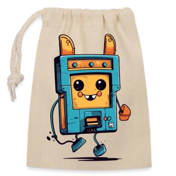 Jim the Walkman - Closable cotton gift bag (14x20cm) - nature - Front
