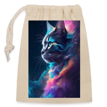 Visage de chat - Sac cadeau en coton avec cordon (14 x 20 cm) - nature - Devant