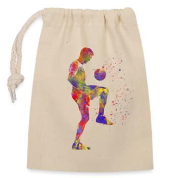 Soccer player - Closable cotton gift bag (14x20cm) - nature - Front