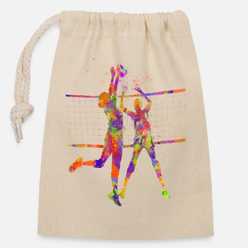 Volleyball player - Closable cotton gift bag (14x20cm) - nature