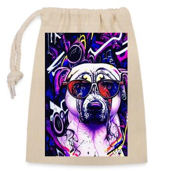 Modern Pop Art Pug Pug Life - Closable cotton gift bag (14x20cm) - nature - Front