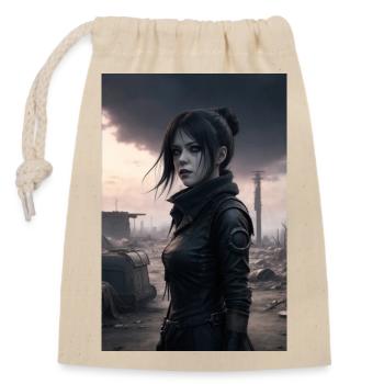 Goth Anime Girl - Verschließbarer Geschenkbeutel aus Baumwolle (14x20cm) - Natur - Vorne
