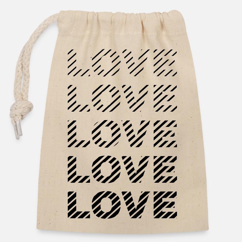 LOVE 02 - Verschließbarer Geschenkbeutel aus Baumwolle (14x20cm) - Natur