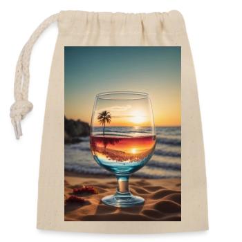 Beach wine glass - Closable cotton gift bag (14x20cm) - nature - Front