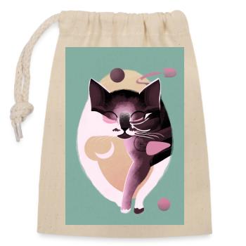 Astral Feline - Closable cotton gift bag (14x20cm) - nature - Front