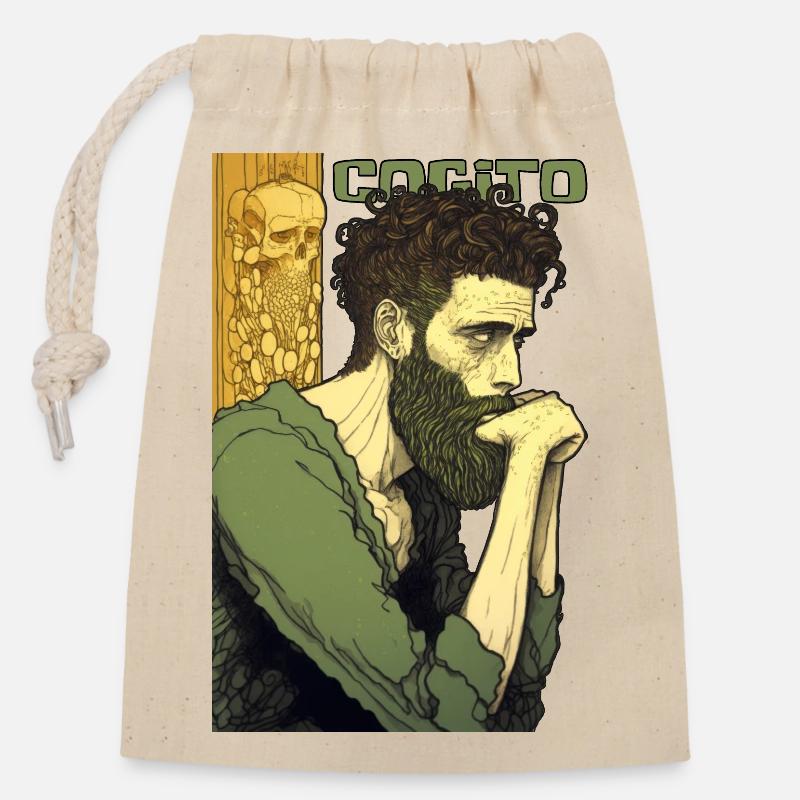Cogito 03 - Sac cadeau en coton avec cordon (14 x 20 cm) - nature