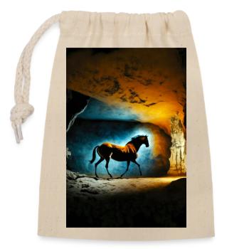 Prähistorisches Pferd 01 - Verschließbarer Geschenkbeutel aus Baumwolle (14x20cm) - Natur - Vorne