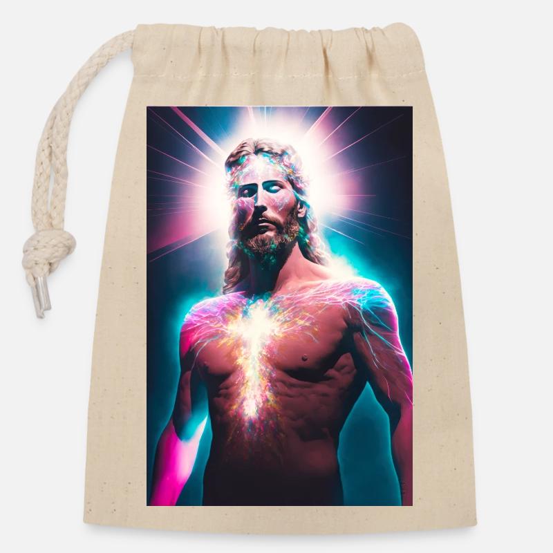 GOD 02 - Sac cadeau en coton avec cordon (14 x 20 cm) - nature