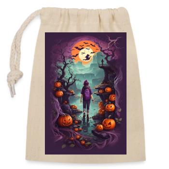 Halloween Nacht - Verschließbarer Geschenkbeutel aus Baumwolle (14x20cm) - Natur - Vorne