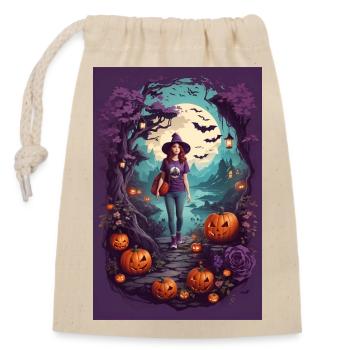 Halloween Nacht - Verschließbarer Geschenkbeutel aus Baumwolle (14x20cm) - Natur - Vorne