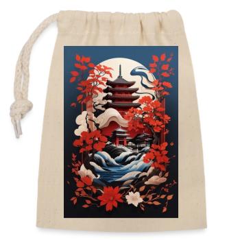 Harmony in the temple - Closable cotton gift bag (14x20cm) - nature - Front