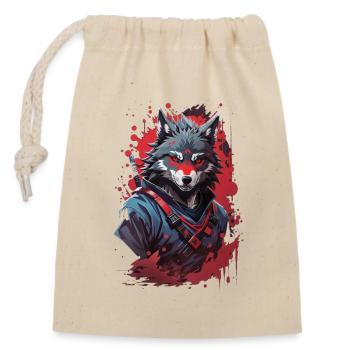 Embrassez la fureur ombragée menaçante du loup ninja maléfique - Sac cadeau en coton avec cordon (14 x 20 cm) - nature - Devant