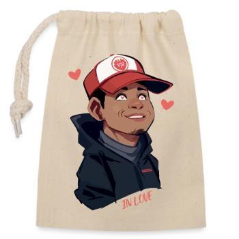 Smiling In Love - Closable cotton gift bag (14x20cm) - nature - Front